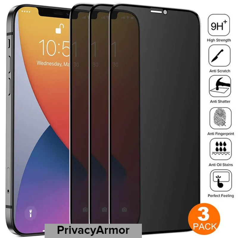Privacy Screen Protector Tempered Glass For iPhone 15 14 13 12 Pro Max 11  XR 8 7